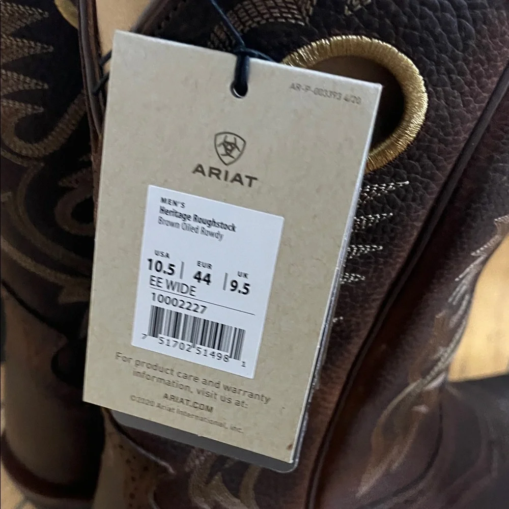 Ariat Dark Brown Western Pull-On Cowboy Boots with Gold Trim - Picture 7 of 9